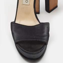 Jimmy Choo Black Canvas Platform Ankle Strap Sandals Size 39
