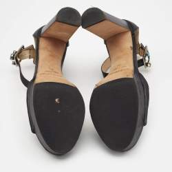 Jimmy Choo Black Canvas Platform Ankle Strap Sandals Size 39