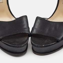 Jimmy Choo Black Canvas Platform Ankle Strap Sandals Size 39