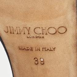 Jimmy Choo Black Canvas Platform Ankle Strap Sandals Size 39