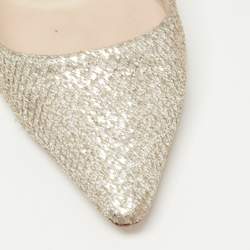 Pre Owned Jimmy Choo Gold Glitter and Leather Romy Pointed Toe Pumps Size 40