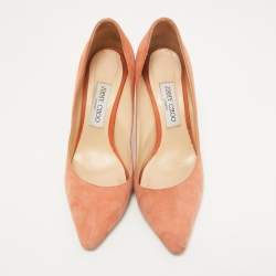 Pre Owned Jimmy Choo Peach Pink Suede Romy Pumps Size 39