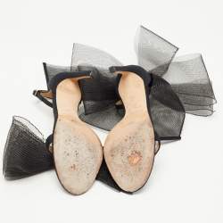 Jimmy Choo Black Canvas Aveline Bow Sandals Size 36