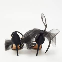 Jimmy Choo Black Canvas Aveline Bow Sandals Size 36