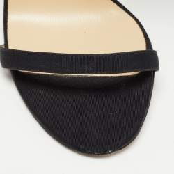 Jimmy Choo Black Canvas Aveline Bow Sandals Size 36