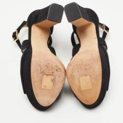 Pre Owned Jimmy Choo Black Suede April Platform Sandals Size 36