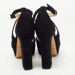 Pre Owned Jimmy Choo Black Suede April Platform Sandals Size 36