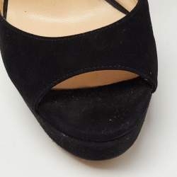 Pre Owned Jimmy Choo Black Suede April Platform Sandals Size 36