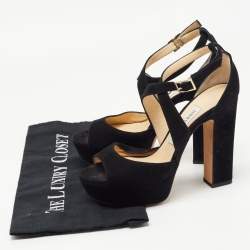 Pre Owned Jimmy Choo Black Suede April Platform Sandals Size 36
