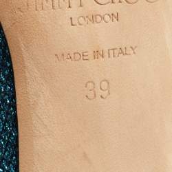 مملوكة مسبقًا Jimmy Choo Blue Lurex Fabric Abel Pumps Size 39