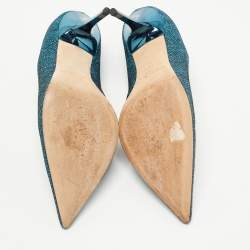 مملوكة مسبقًا Jimmy Choo Blue Lurex Fabric Abel Pumps Size 39