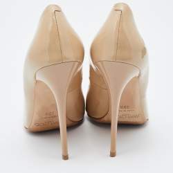 Pre Owned Jimmy Choo Nude Beige Patent Leather Romy Pointed Toe Pumps Size 39.5