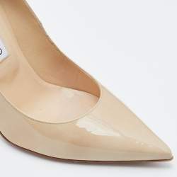 Pre Owned Jimmy Choo Nude Beige Patent Leather Romy Pointed Toe Pumps Size 39.5