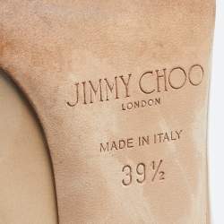 Pre Owned Jimmy Choo Nude Beige Patent Leather Romy Pointed Toe Pumps Size 39.5