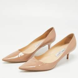 Pre Owned Jimmy Choo Beige Patent Leather Aurora Pumps Size 39.5