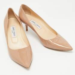 Pre Owned Jimmy Choo Beige Patent Leather Aurora Pumps Size 39.5