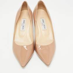 Pre Owned Jimmy Choo Beige Patent Leather Aurora Pumps Size 39.5