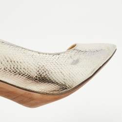 Pre Owned Jimmy Choo Metallic Gold Python Embossed Leather Pumps Size 42