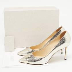 Pre Owned Jimmy Choo Metallic Gold Python Embossed Leather Pumps Size 42