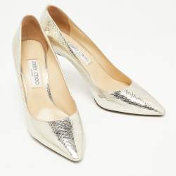 Pre Owned Jimmy Choo Metallic Gold Python Embossed Leather Pumps Size 42