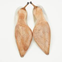 Pre Owned Jimmy Choo Metallic Gold Python Embossed Leather Pumps Size 42