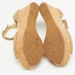 Pre Owned Jimmy Choo Beige Suede Pela Cork Sandals Size 39