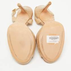 Pre Owned Jimmy Choo Beige Croc Leather Slingback Peep Toe  Sandals Size 39