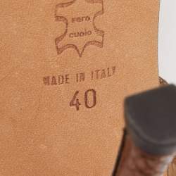 Pre Owned Jimmy Choo Metallic Brown Embossed Snakeskin Jag Cross Slingback Sandals Size 40