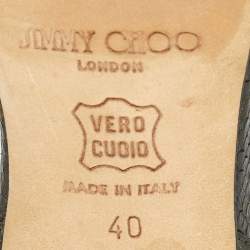 Pre Owned Jimmy Choo Metallic Grey Embossed Snakeskin Jag Cross Slingback Sandals Size 40