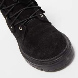 Pre Owned Jimmy Choo Black Suede and Leather Elba Ankle Boots Size 38