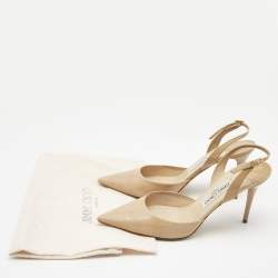 Pre Owned Jimmy Choo Beige Patent Leather Tilly Slingback Pumps Size 40