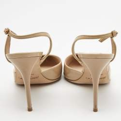 Pre Owned Jimmy Choo Beige Patent Leather Tilly Slingback Pumps Size 40