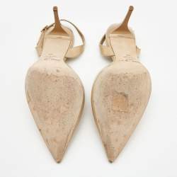 Pre Owned Jimmy Choo Beige Patent Leather Tilly Slingback Pumps Size 40