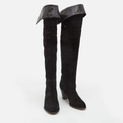 Dior Black Suede Madalie Knee Length Boots Size 39