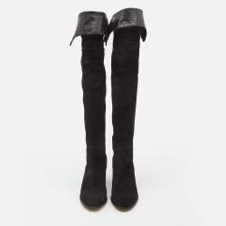 Dior Black Suede Madalie Knee Length Boots Size 39