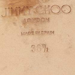 Pre Owned Jimmy Choo Black Leather Studded Nanda Flat Slides Size 38.5