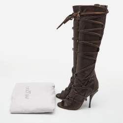 Pre Owned Jimmy Choo Brown Leather Knee Length Boots Size 38