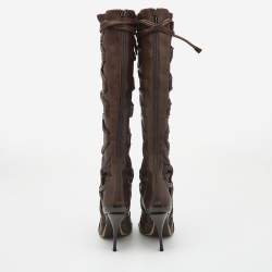 Pre Owned Jimmy Choo Brown Leather Knee Length Boots Size 38