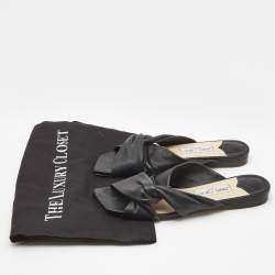 Pre Owned Jimmy Choo Black Leather Narisa Flat Slides Size 39