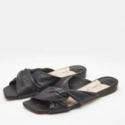 Pre Owned Jimmy Choo Black Leather Narisa Flat Slides Size 39