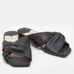 Pre Owned Jimmy Choo Black Leather Narisa Flat Slides Size 39