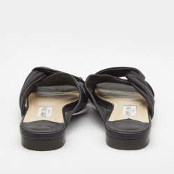 Pre Owned Jimmy Choo Black Leather Narisa Flat Slides Size 39