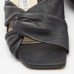 Pre Owned Jimmy Choo Black Leather Narisa Flat Slides Size 39