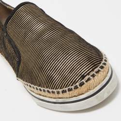 Pre Owned Jimmy Choo Black/Gold Suede Dawn Espadrille Sneakers Size 41