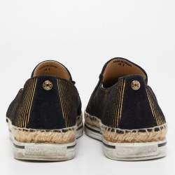 Pre Owned Jimmy Choo Black/Gold Suede Dawn Espadrille Sneakers Size 41