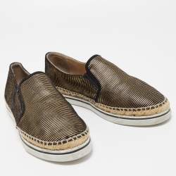 Pre Owned Jimmy Choo Black/Gold Suede Dawn Espadrille Sneakers Size 41