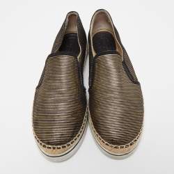 Pre Owned Jimmy Choo Black/Gold Suede Dawn Espadrille Sneakers Size 41