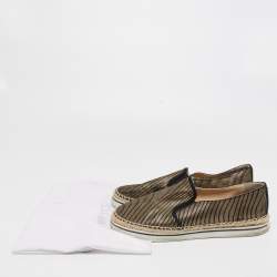 Pre Owned Jimmy Choo Black/Gold Suede Dawn Espadrille Sneakers Size 41