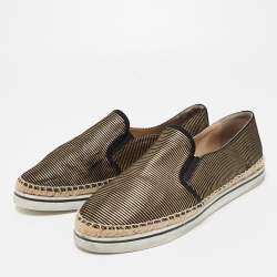Pre Owned Jimmy Choo Black/Gold Suede Dawn Espadrille Sneakers Size 41