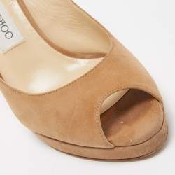 Pre Owned Jimmy Choo Btown Suede Clue Slingback Peep Toe Sandals Size 39